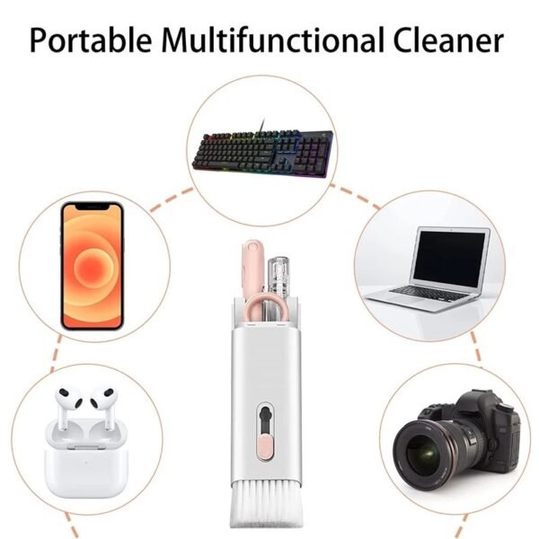 GCT02M gadget cleaning kit in white and blue with brush, sponge, and silicone tools - for mobile tablet