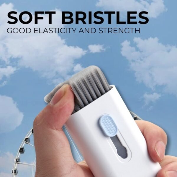 GCT02M gadget cleaning kit in white and blue with brush, sponge, and silicone tools - soft bristles