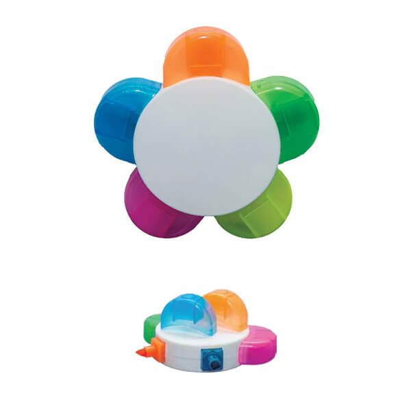 Flower-shaped highlighter in white with colourful tips – Singapore corporate gift