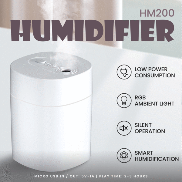 portable usb humidifier HM200 in white ABS design - humidifier