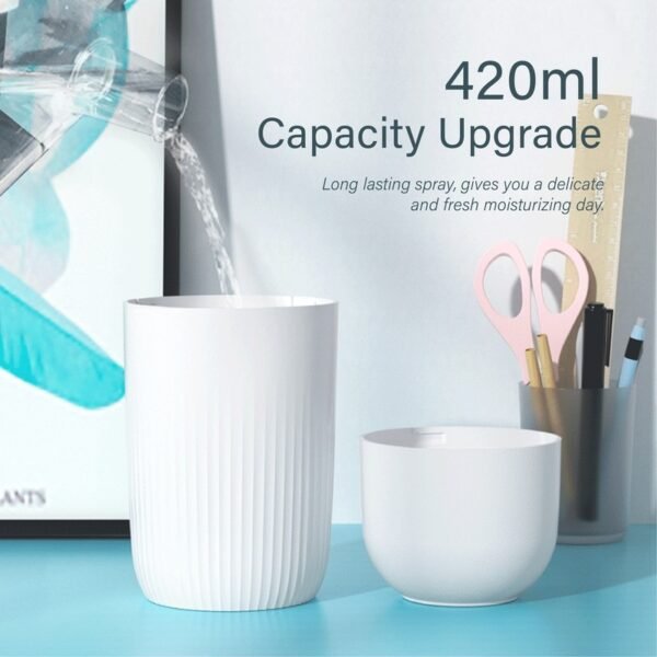 White USB humidifier HM420 with 420ml capacity and soft night light for desktop or bedroom use - 420ml