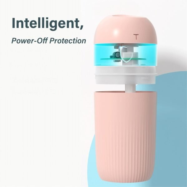 White USB humidifier HM420 with 420ml capacity and soft night light for desktop or bedroom use - intelligent