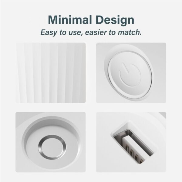 White USB humidifier HM420 with 420ml capacity and soft night light for desktop or bedroom use - minimal design