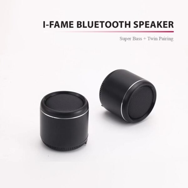 Mini bass Bluetooth speaker in black with built-in bass radiator - bluetooth