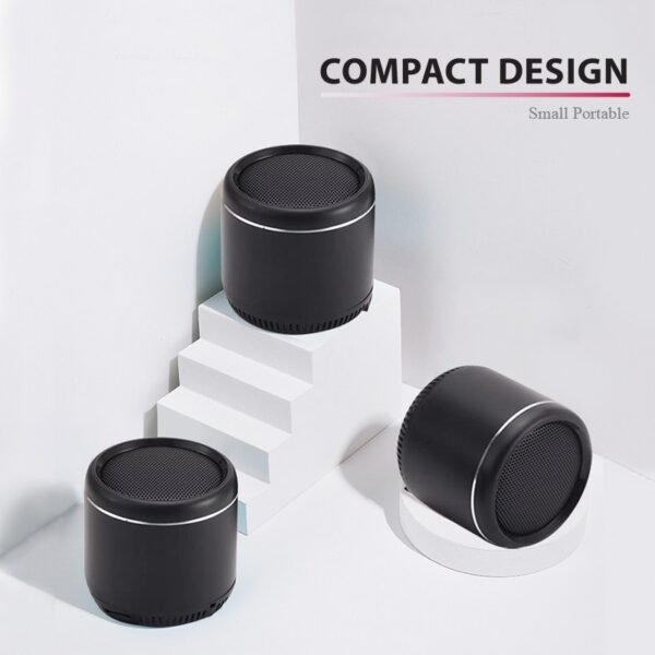 Mini bass Bluetooth speaker in black with built-in bass radiator - connect