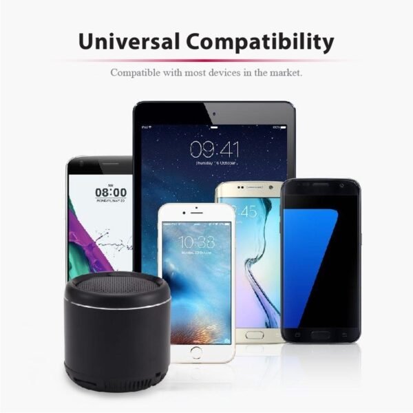 Mini bass Bluetooth speaker in black with built-in bass radiator - compatible