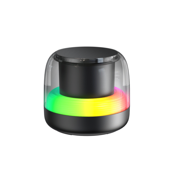 Ambient light Bluetooth speaker in black with color-changing lights
