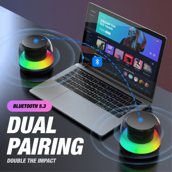 Ambient light Bluetooth speaker in black with color-changing lights - dual pairing