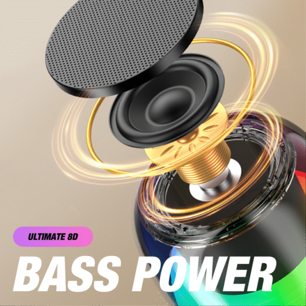 Ambient light Bluetooth speaker in black with color-changing lights - bass power