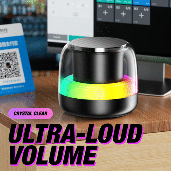 Ambient light Bluetooth speaker in black with color-changing lights - ultra loud volume