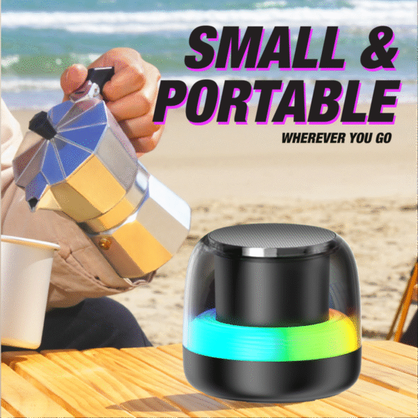 Ambient light Bluetooth speaker in black with color-changing lights - small