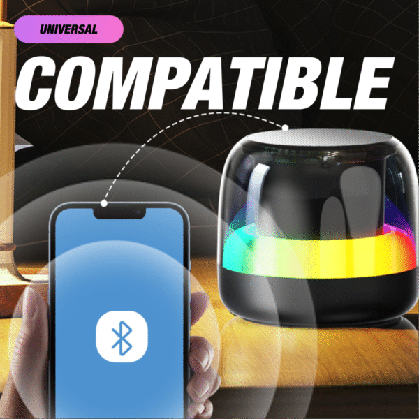 Ambient light Bluetooth speaker in black with color-changing lights - compatible