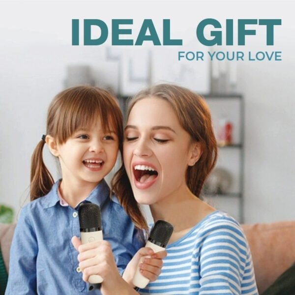 Portable karaoke speaker in white with wireless microphone - ideal gift
