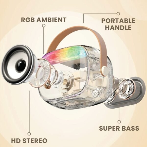 Portable karaoke speaker in white with wireless microphone - part