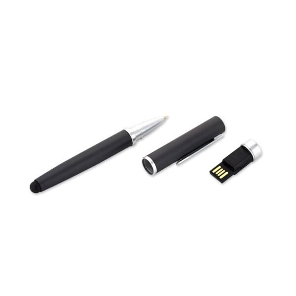 Stainless steel usb pen in elegant black design - open and close