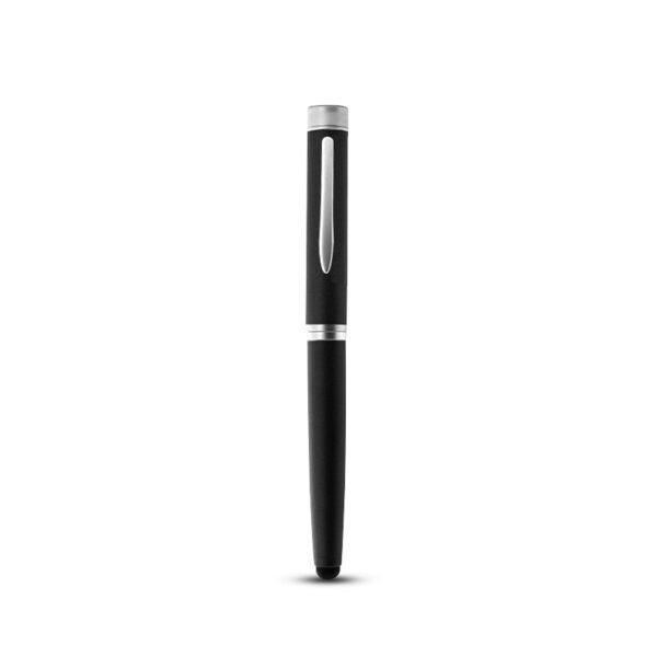 Stainless steel usb pen in elegant black design - front view