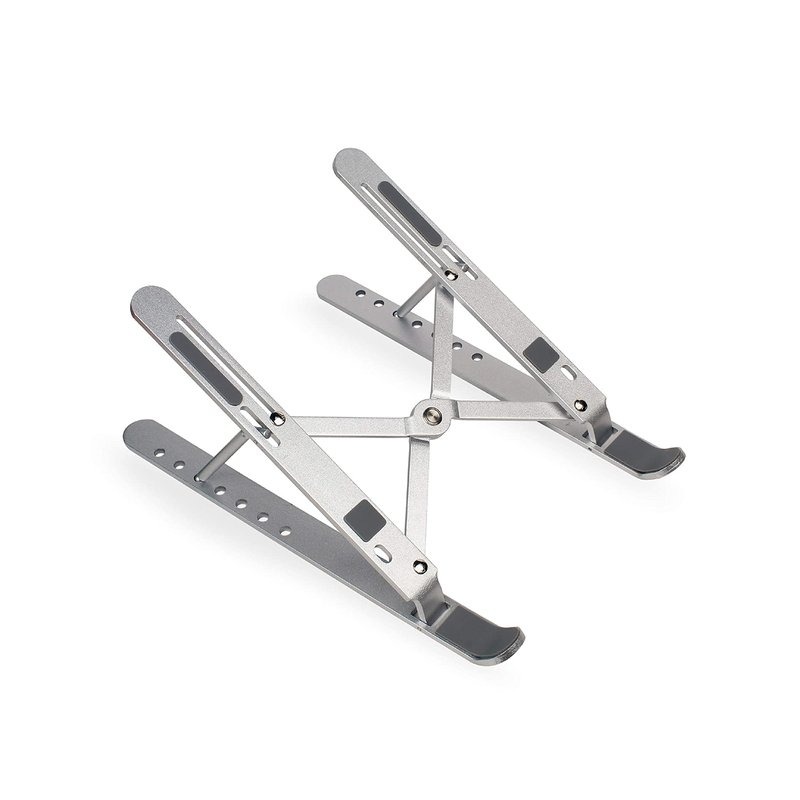 Silver aluminium foldable laptop stand with pouch – ergonomic gift in Singapore