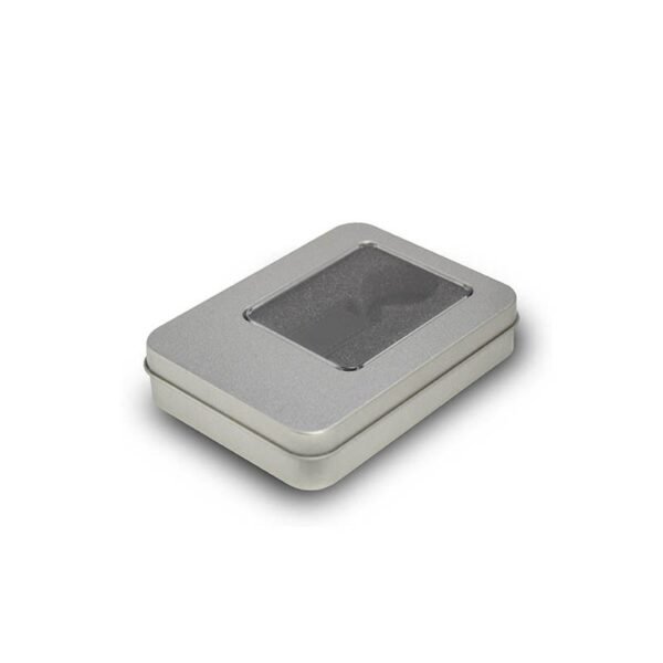 Executive USB drive LT006 with black leather, blue interior, and key ring - packaging