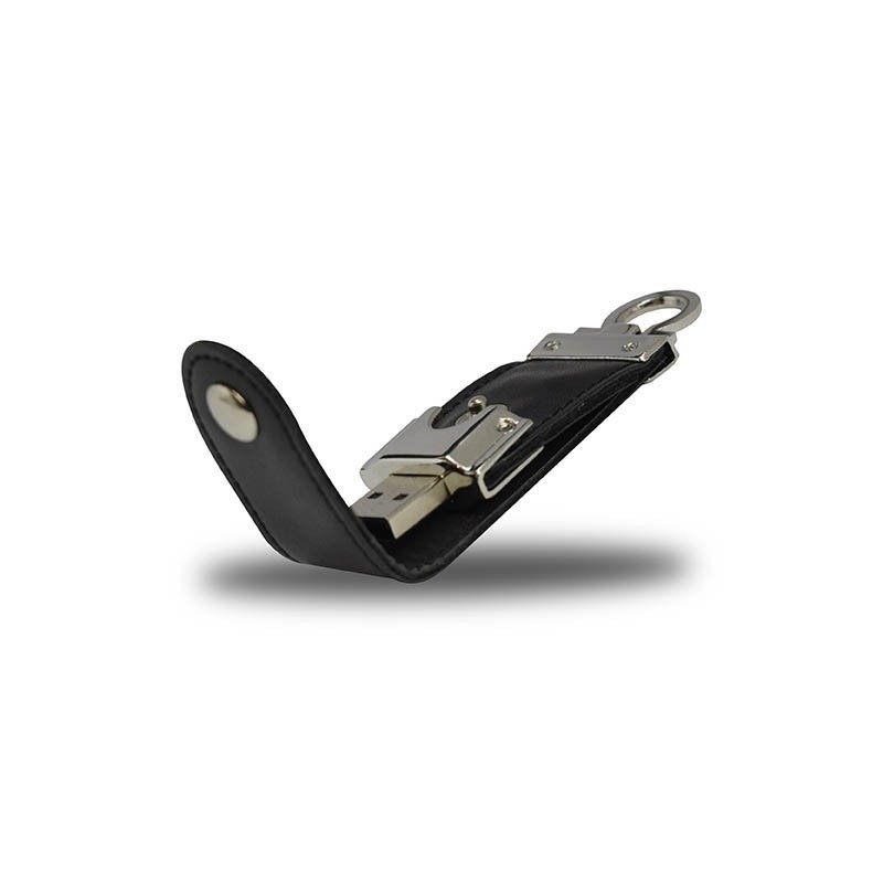 Black PU leather USB drive LT007 with metal gift box and 3-year chip warranty
