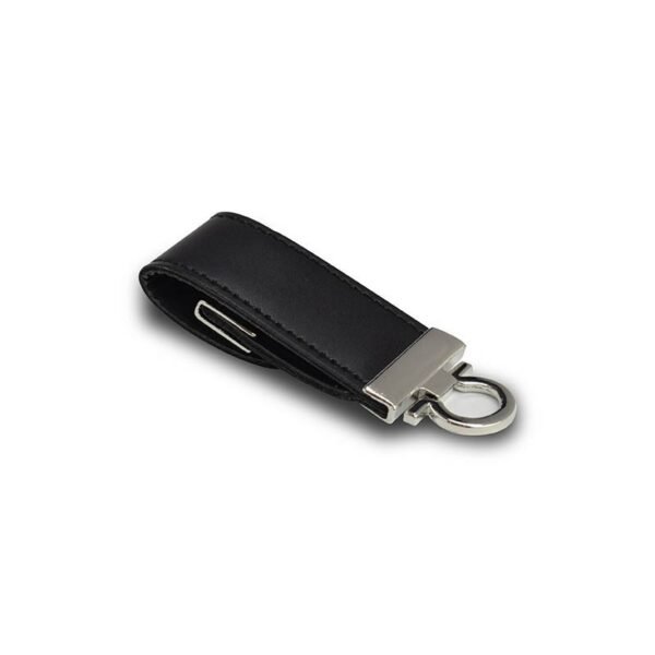 Black PU leather USB drive LT007 with metal gift box and 3-year chip warranty - printing area