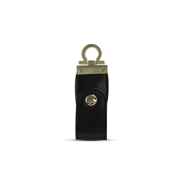 Black PU leather USB drive LT007 with metal gift box and 3-year chip warranty - back