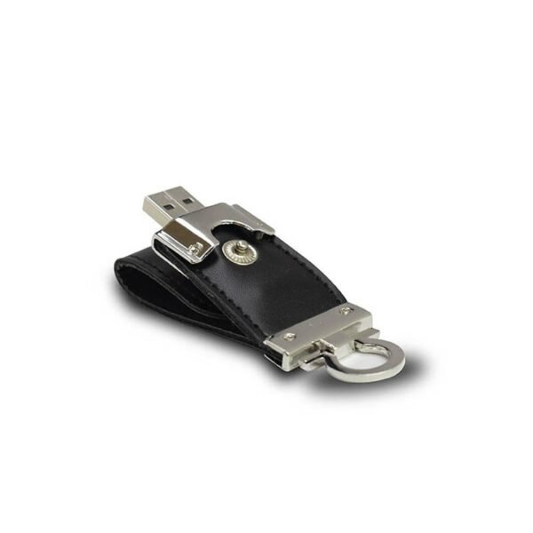Black PU leather USB drive LT007 with metal gift box and 3-year chip warranty - detach