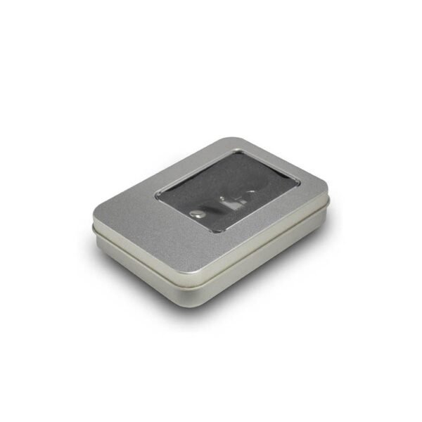 Black PU leather USB drive LT007 with metal gift box and 3-year chip warranty - packaging