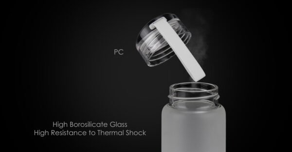 Frosted glass water bottle 500ml with silicone strap and elegant design- material