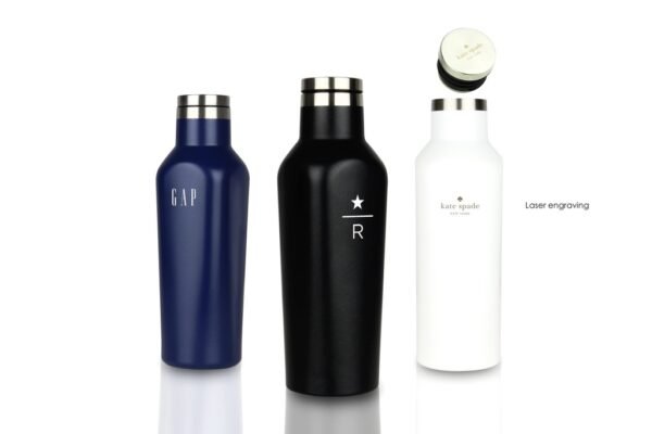 500ml stainless steel vacuum flask with matte pearl finish and twin-wall insulation- with logo
