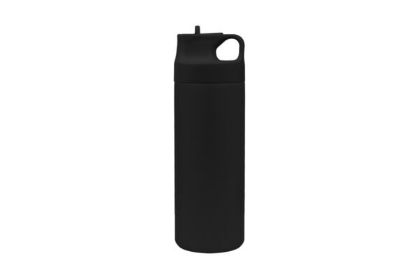 500ml vacuum bottle with built-in straw and powder-coated stainless steel body- Black