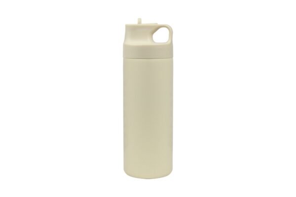 500ml vacuum bottle with built-in straw and powder-coated stainless steel body- white