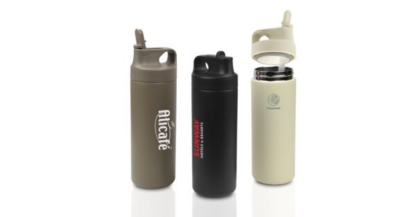 500ml vacuum bottle with built-in straw and powder-coated stainless steel body- with logo