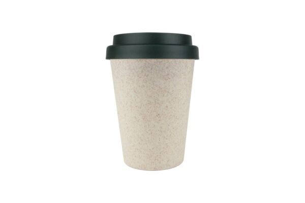 Eco-friendly 300ml wheat straw coffee cup with twin-wall insulation- Green