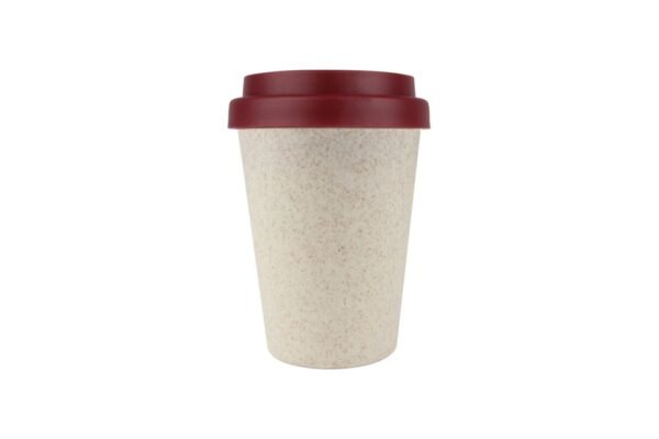 Eco-friendly 300ml wheat straw coffee cup with twin-wall insulation-Red