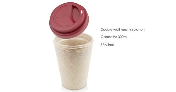 Eco-friendly 300ml wheat straw coffee cup with twin-wall insulation- product detail