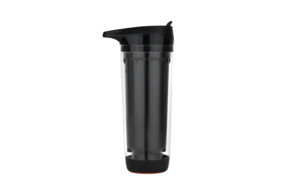 370ml double wall suction bottle with flip lid and spill-proof suction base- Black