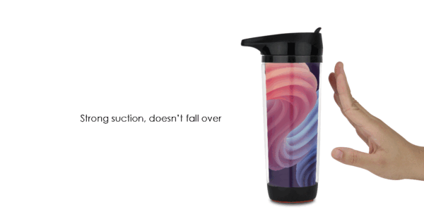 370ml double wall suction bottle with flip lid and spill-proof suction base- suction