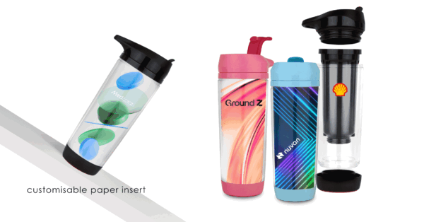 370ml double wall suction bottle with flip lid and spill-proof suction base- with logo
