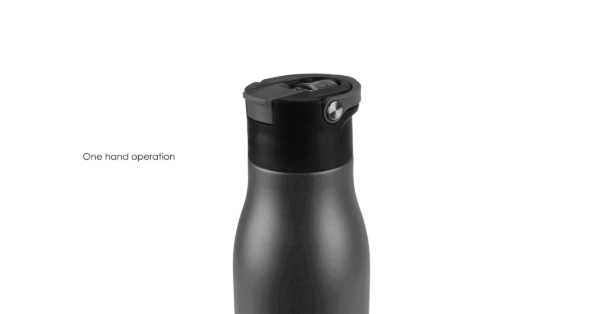500ml stainless steel drink bottle with straw and cork base – TREKKER - cap