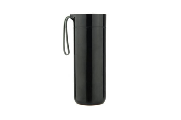 400ml vacuum suction flask with spill-proof base and silicone strap by ARTIART BUTTERFLY- Black
