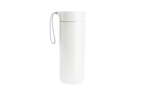 400ml vacuum suction flask with spill-proof base and silicone strap by ARTIART BUTTERFLY- white