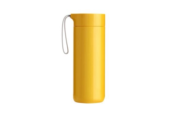 400ml vacuum suction flask with spill-proof base and silicone strap by ARTIART BUTTERFLY- Yellow
