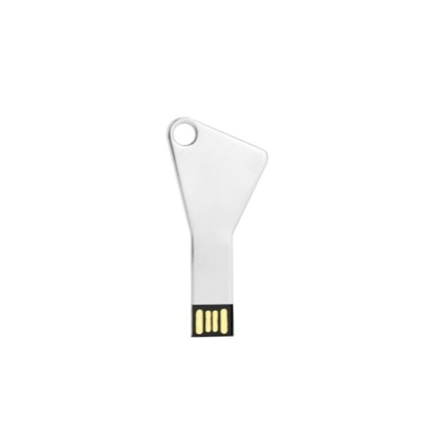 Silver key USB drive MT022A with flat alloy design and 3-year chip warranty - back