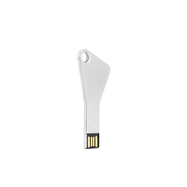 Silver key USB drive MT022A with flat alloy design and 3-year chip warranty - side
