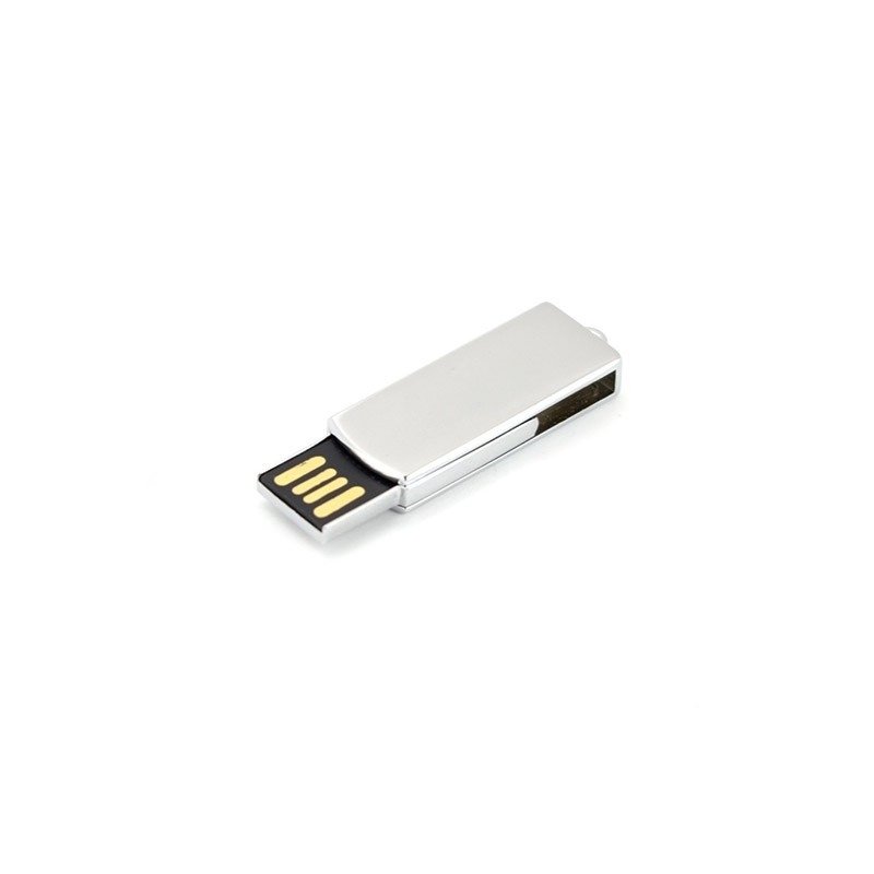 Silver rotating USB drive MT035B with alloy body and 3-year chip warranty