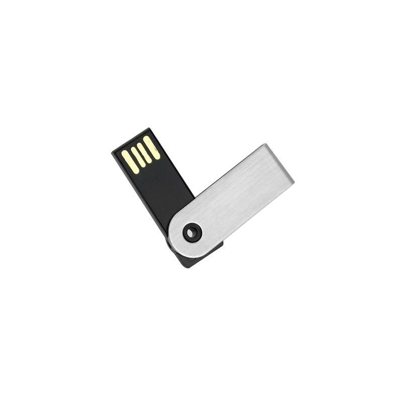 Silver swivel USB drive MT039A with chain and 3-year memory chip warranty