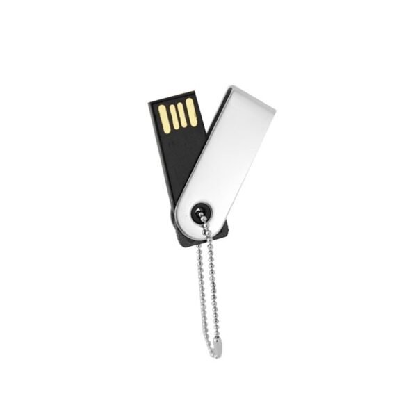 Silver swivel USB drive MT039A with chain and 3-year memory chip warranty - with handle