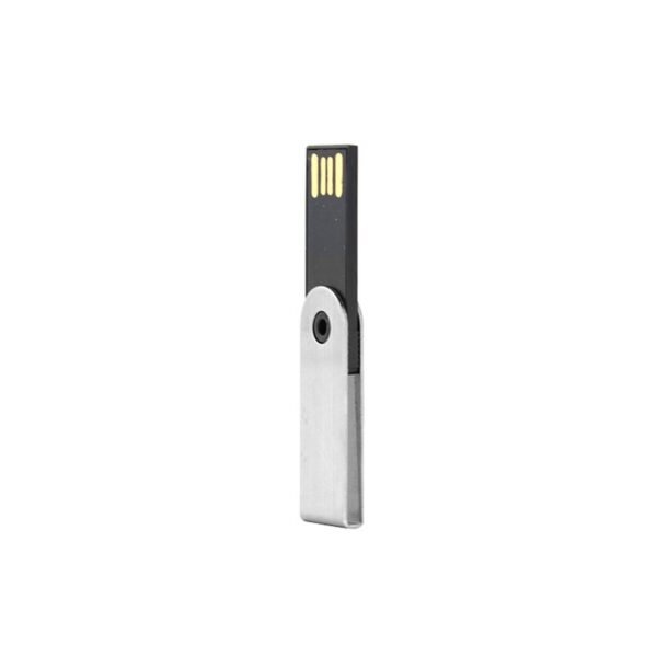 Silver swivel USB drive MT039A with chain and 3-year memory chip warranty - printing area