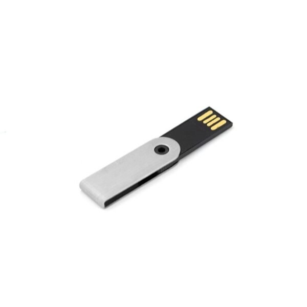 Silver swivel USB drive MT039A with chain and 3-year memory chip warranty - top view