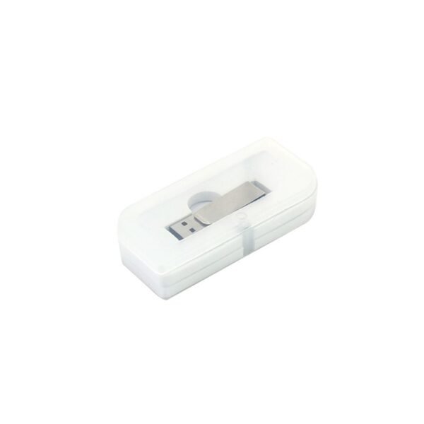 Sleek silver USB drive MT077B with alloy body and 3-year chip warranty - packaging